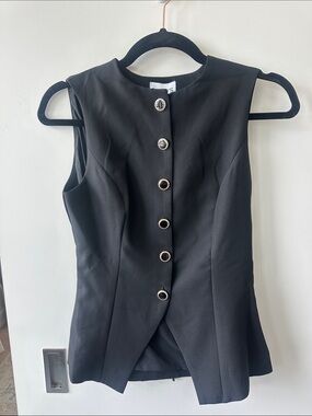 Black Sleeveless Top with Buttons